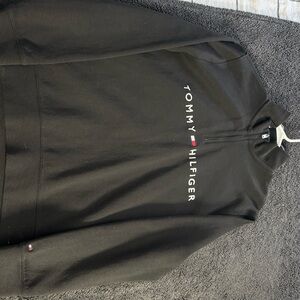 Tommy Hilfiger Black and Red Trim Half-Zip Pullover